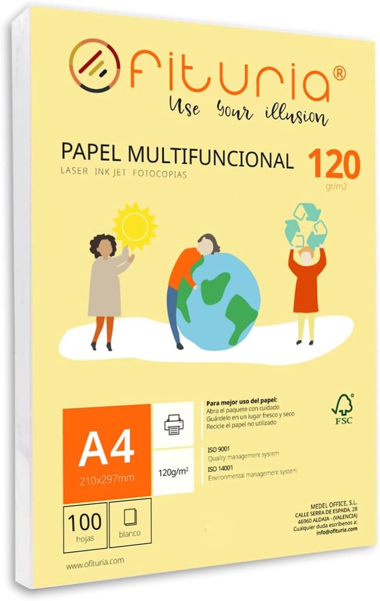 SnelShoppen - Pack van 100 A4 witte 120 g/m² multifunctionele printerpapier voor school, kantoor, kopiëren, inkjet en laserprinters
