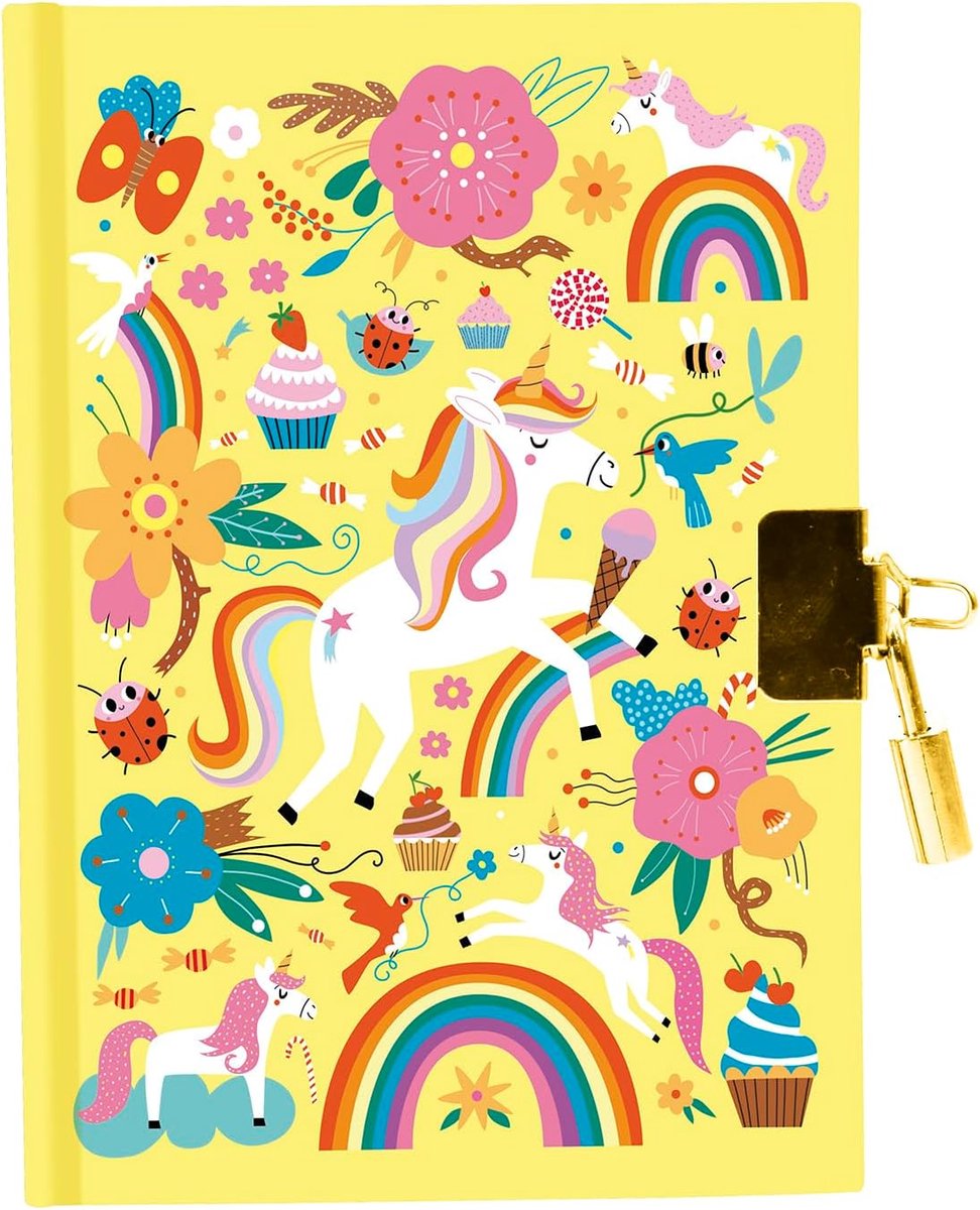 SnelShoppen - Persoonlijk dagboek met eenhoorns, geheime notitieboek met slot en sleutels, 11x14 cm voor kinderen, creatieve schrijfstijl, ideaal voor