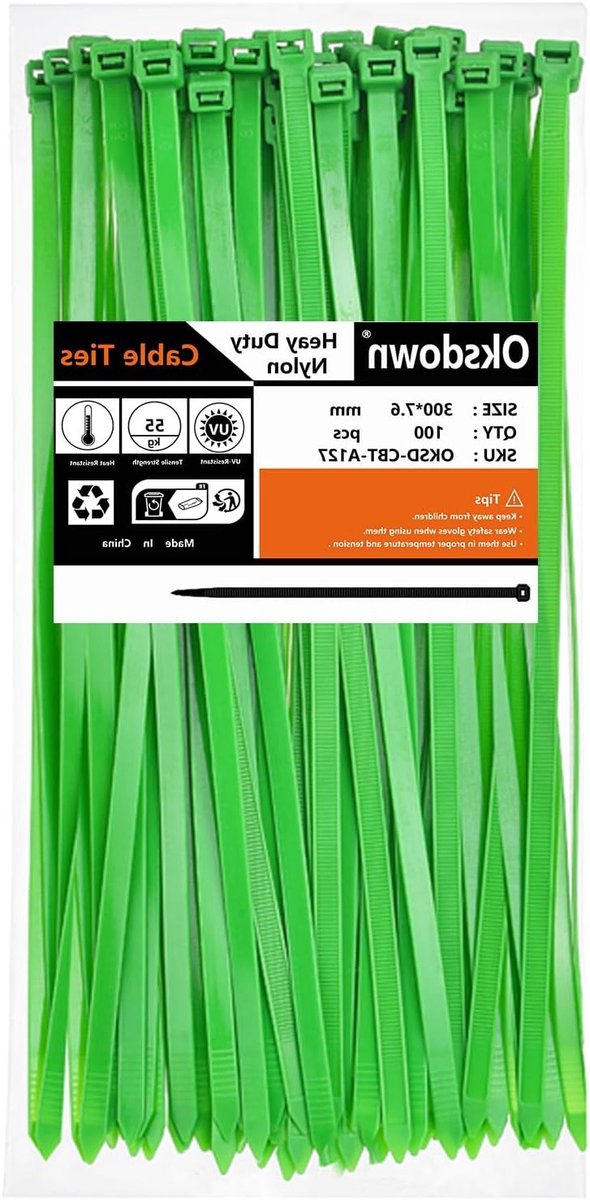 Dikke Groene Kabelbinders - 100 Stuks - Sterke Nylon Plastic Zelfsluitende Zip Ties van 300mm - Ideaal voor Organiseren, Bevestigen en Beveiligingen