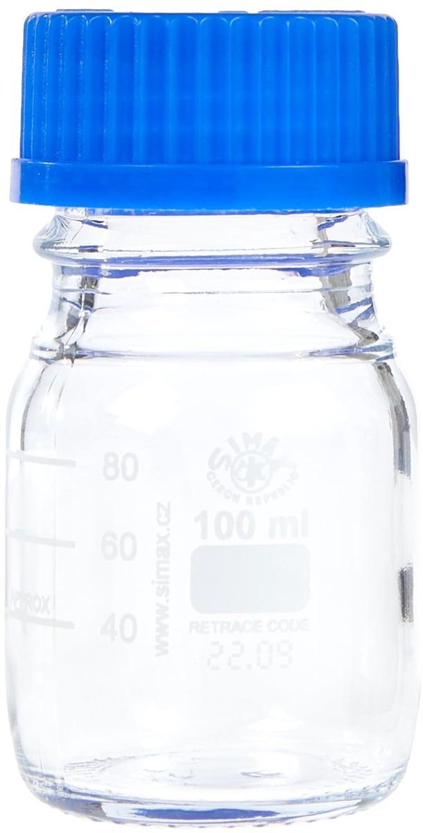 SnelShoppen - Laboratoriumflessen GL 45 100 mL, Autoclavable Borosilicaatglas, 10 Stuks, Met Schroefdop en Gietring, Ideaal voor Laboratoria en Onderz