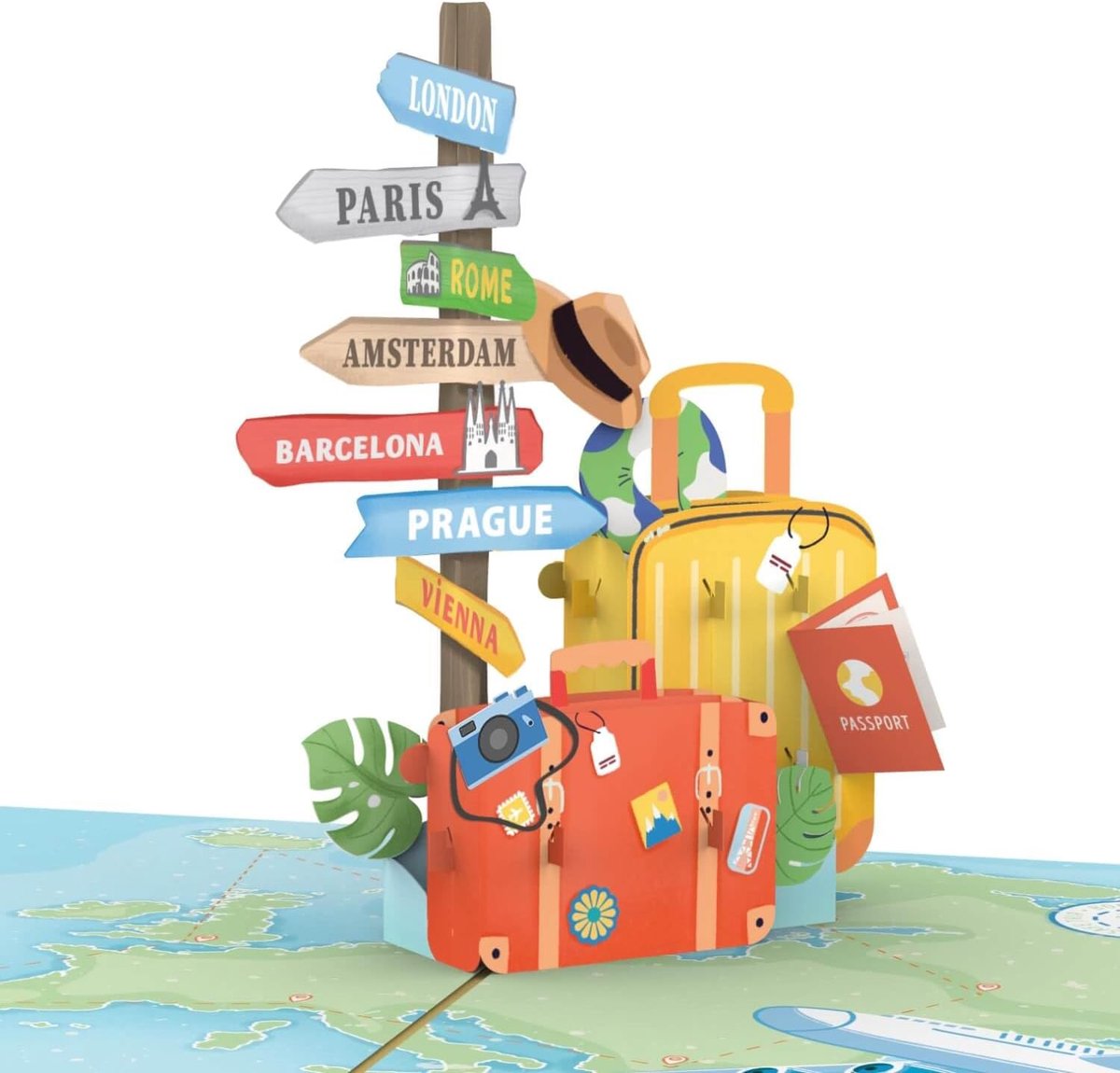 SnelShoppen - Papercrush Pop-up kaart 'Gute Reise' - 3D Geschenkkaart voor reis, vakantiegeld, citytrips naar Londen, Parijs, Rome, Amsterdam, Barcelo