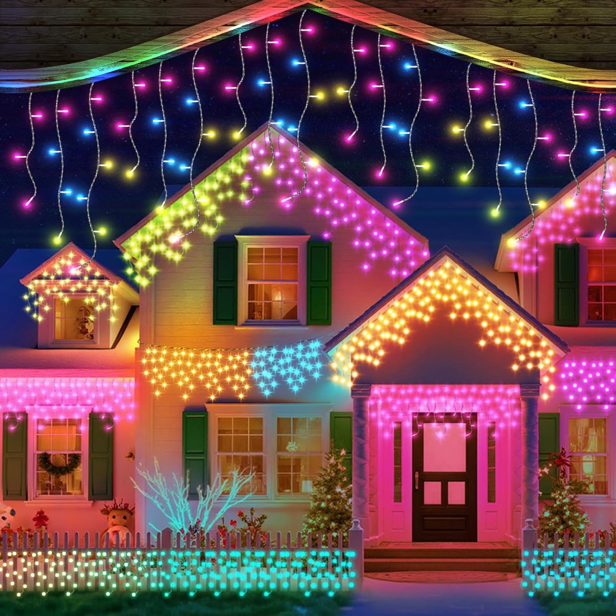 SnelShoppen - 20M Icicle Lights met 598 RGB LED's, Kleurveranderende Sfeerverlichting, Muzieksynchronisatie, App & Afstandsbediening, Waterdichte Buit