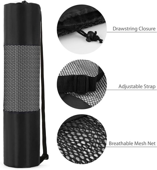 SnelShoppen - Yoga Mat met Lichtgewicht Nylon Mesh Net Draagtas 30x70 cm voor Snorkel Buizen en Yoga, Ademend en Duurzaam, Verstelbare Schouderband, I van Snelshoppen — afbeelding 4