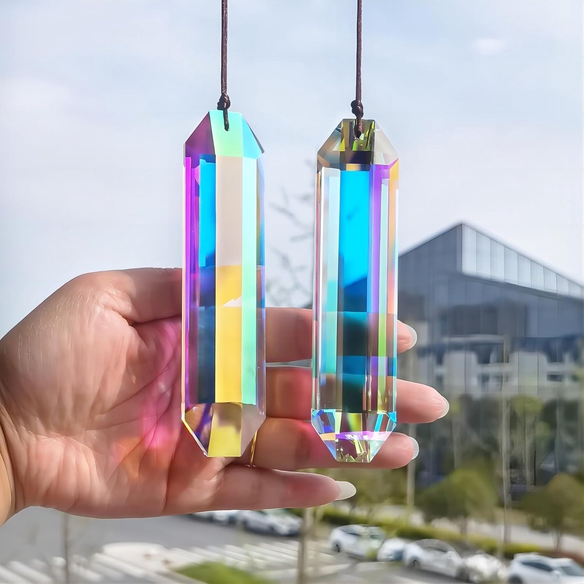 SnelShoppen - 2pcs Hangende Kristallen Prismas Chandelier Zonvanger AB Kleuren Hexagonaal Hangdecoratie 120mm voor Huis DIY Ambachten