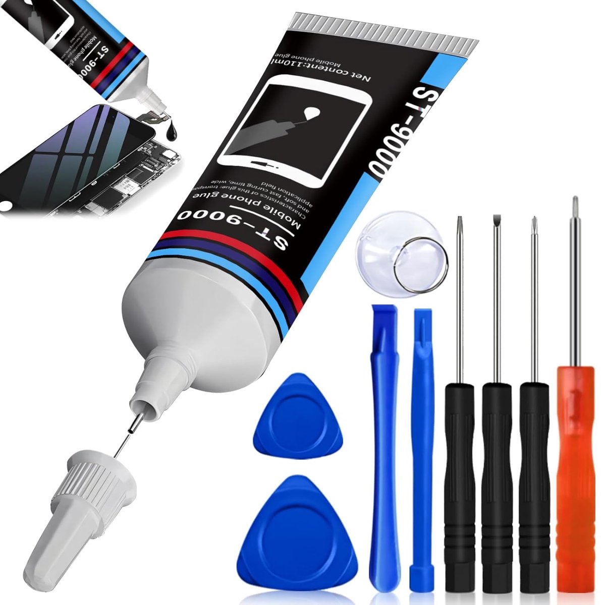 SnelShoppen - Cellular Screen Glue 110ML - Sterke Smartphone Display Lijm voor Reparatie van Smartphones, Tablets en Elektronica - Zwart - Inclusief A