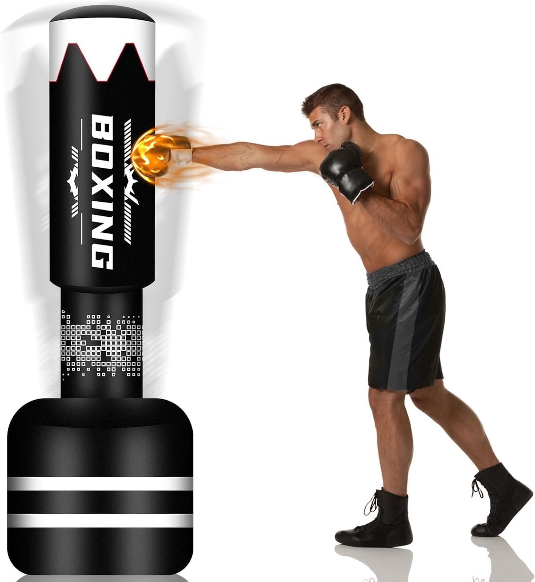 SnelShoppen - Heavy Duty Vrijstaande Bokszak 70'' - Verbeterd Ontwerp voor Volwassenen en Tieners - Kickboksen & MMA Training met Inflatable Dumbbell
