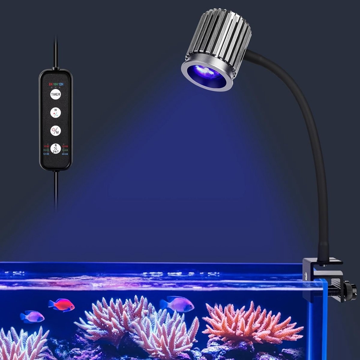 SnelShoppen - Clip On Sea Water LED Verlichting 12W - Energiezuinige Aquarium LED Lamp - Perfect voor Zeeaquarium en Onderwaterverlichting - Compact e