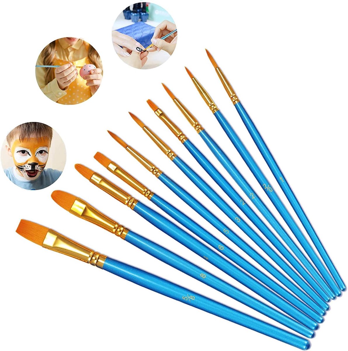 SnelShoppen - Künstlerpinselset 10-delig, hoogwaardige kunstenaarskwasten met houten handvatten, perfect voor schilderliefhebbers, kinderen en beginne