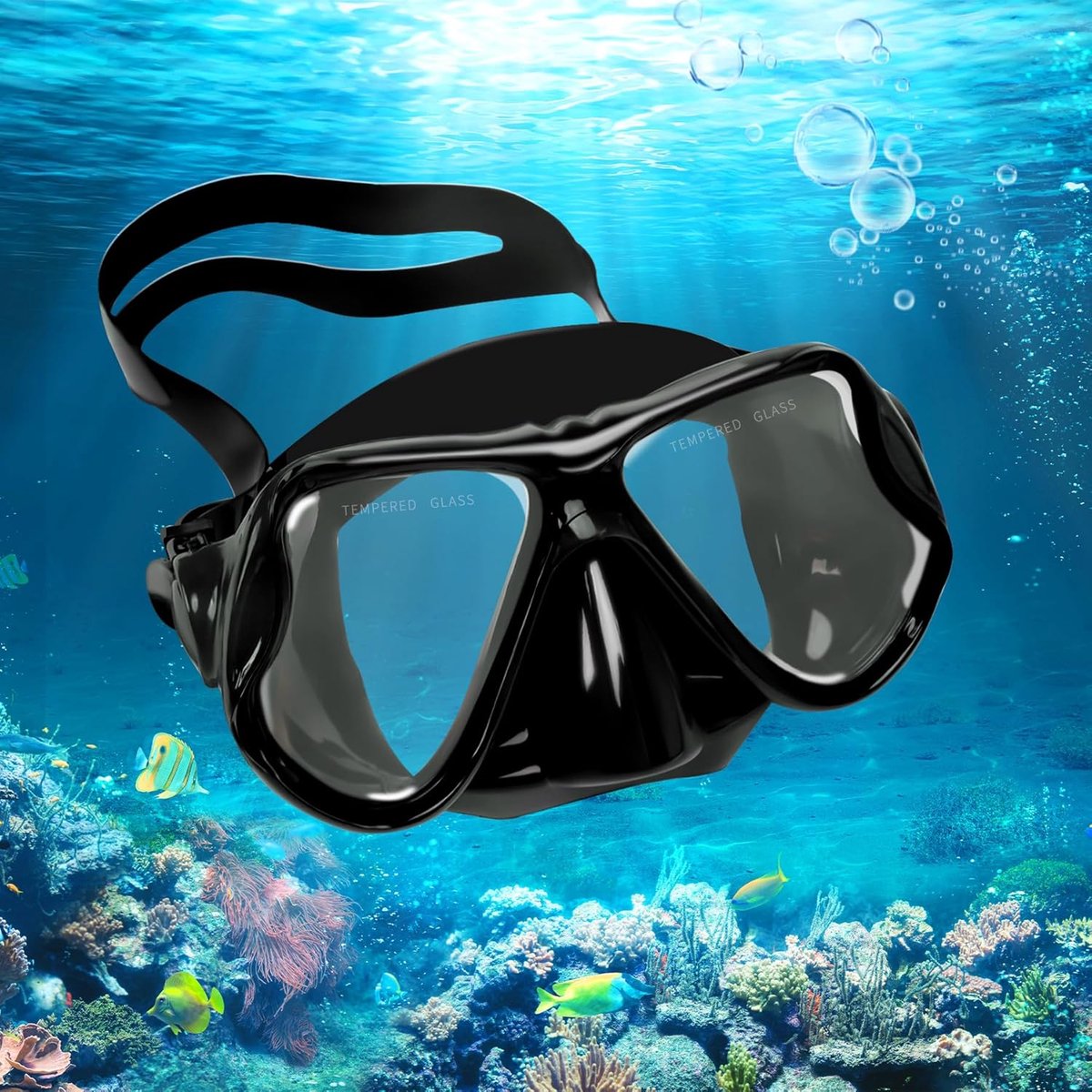 Thijox - Snorkelmasker voor Volwassenen, 180° Panoramisch, Anti-condens, Ultrahelder Gehard Glas, Professioneel Duikmasker met Neusafdekking, Verstelb