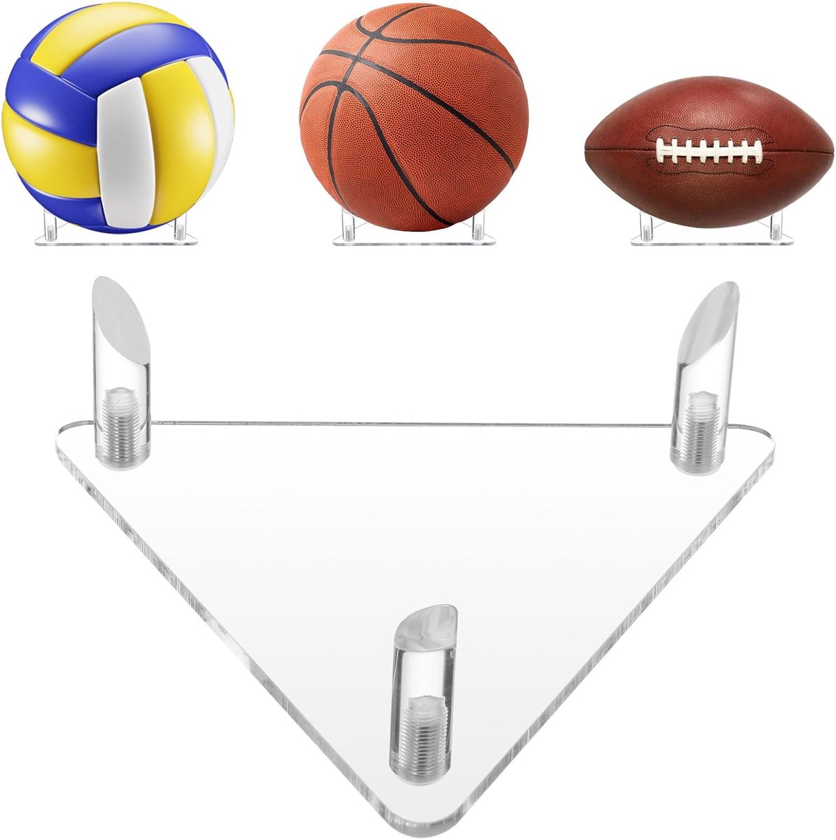 SnelShoppen - Thinp 1 Ball Stand - Triangular Ball Holder voor Voetbal, Basketbal, Volleybal - Transparante Acrylic Ball Rack - Stevige Balstandaard v