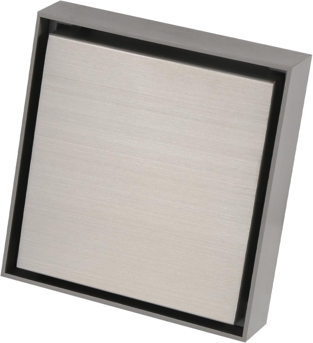 SnelShoppen - Geborsteld Zilveren Doucheafvoer 10x10 cm, 2-in-1 Omkeerbare Verborgen Vloerafvoer met Tegelinvoegrooster en Haarvanger voor Badkamer, T