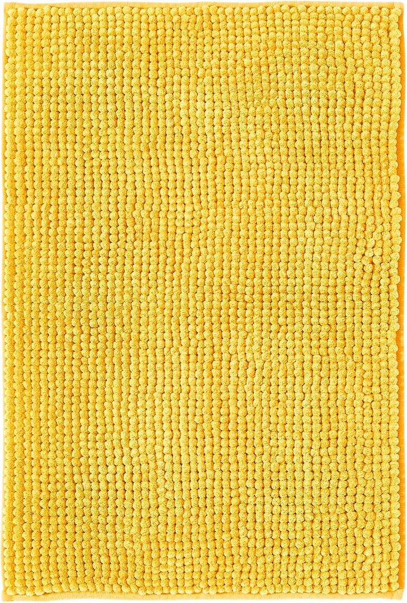 SnelShoppen - Decomira Badmat Antislip Soft Chenille 50x80cm - Super Absorberend, Machinewasbaar, Geel - Ideaal voor Badkamer, Douche, WC Mat