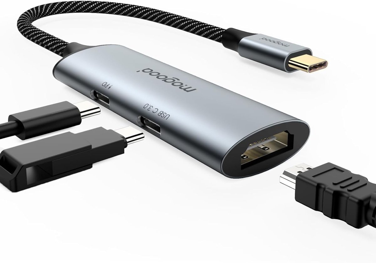 SnelShoppen - USB-C naar HDMI Adapter 4K@30Hz, 10Gbps Dataoverdracht, 100W Power Delivery, Compatibel met MacBook Pro/Air, iPad Pro, Galaxy, iPhone 16