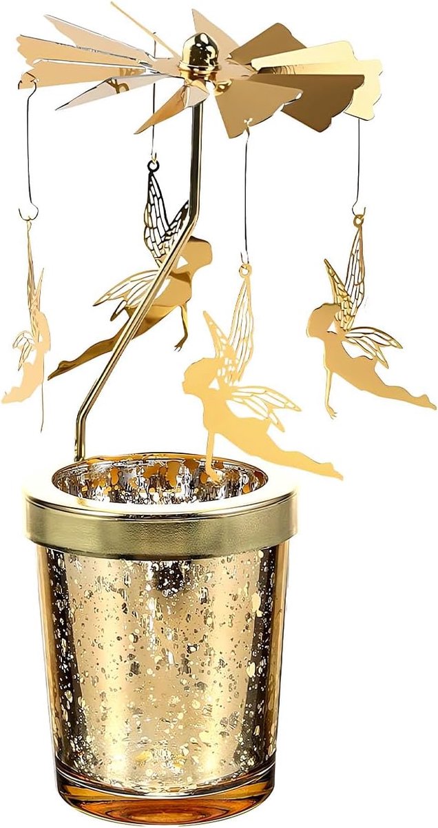 SnelShoppen - Rotatable Carousel Tea Light Holder Kerst Spinning Theelichthouder Rotating Kaarsenhouder (zonder Kaars) voor Binnen Decoratie, Cadeau,