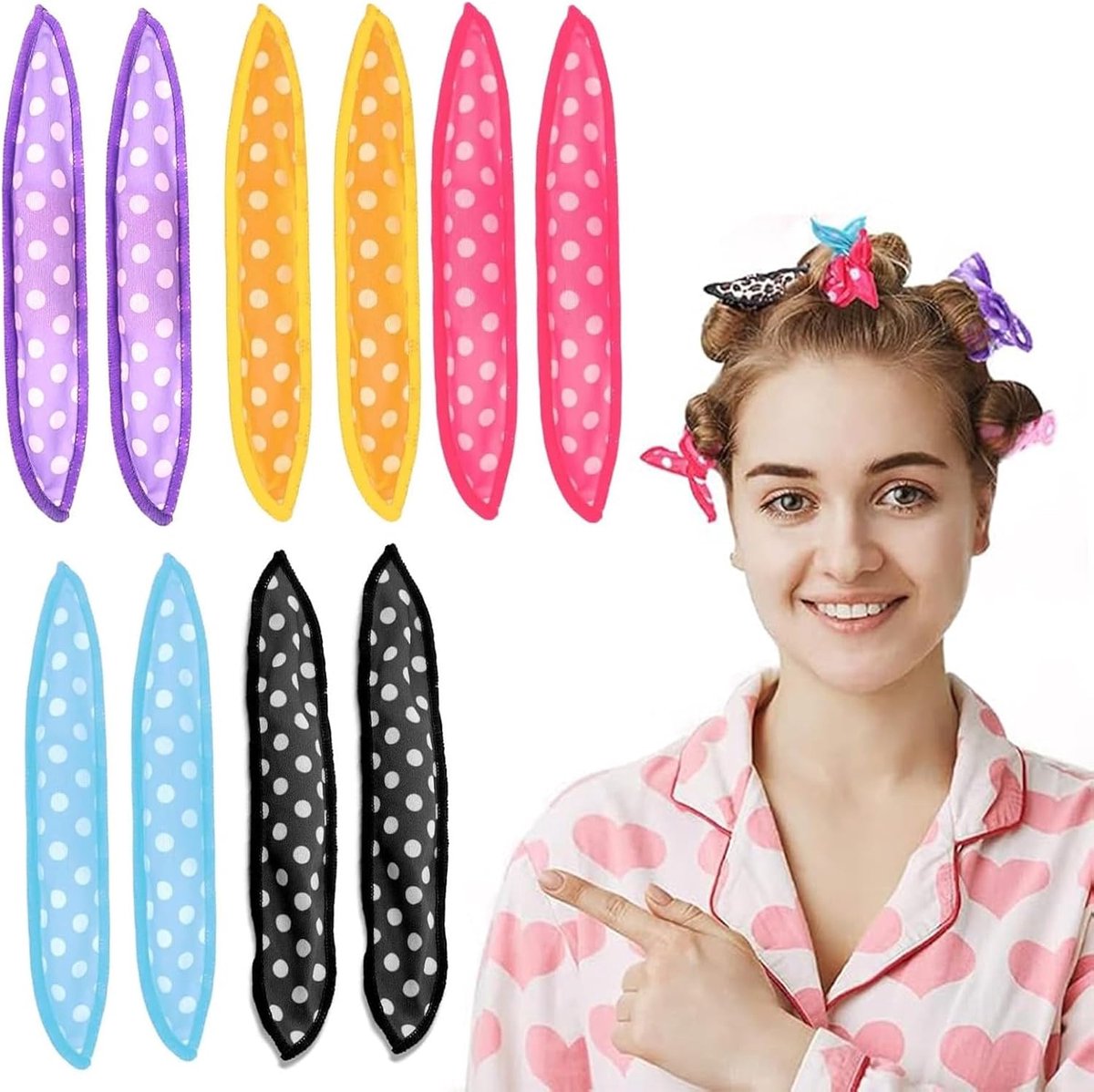 SnelShoppen - 10 stuks Flexibele Sponsschuim Krulspelden zonder Warmte voor Lang en Medium Haar, Comfortabel voor Kinderen en Vrouwen, Perfect voor Do