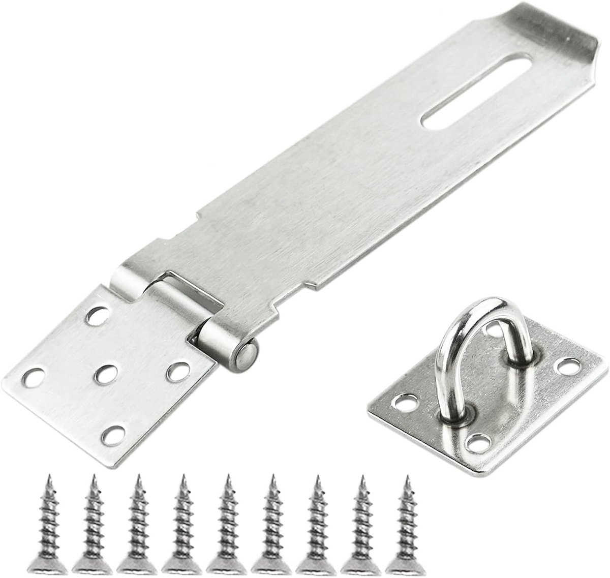 SnelShoppen - Heavy Duty RVS Deurslot Hasp, 5 Inch Roestvrijstalen Slot Hasp en Beugel voor Schuur, Barn Deur, Poort, Kasten en Dierenkooien, Inclusie