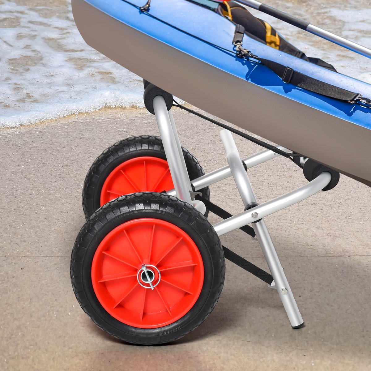 COVREO Kanuwagen 68 x 44,5 x 40 cm - aluminium, inklapbaar, met spanband en draagvermogen 75 kg