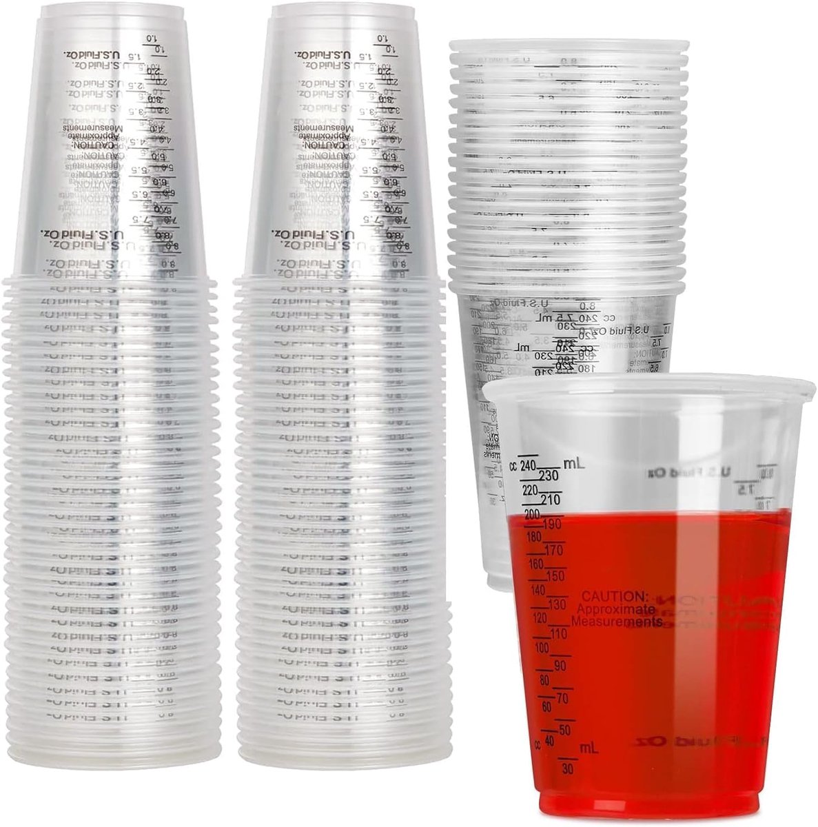 SnelShoppen - Pack van 50 Epoxide Resin Mengbekers 240 ml - Transparante Maatbeker voor Vloeistoffen, Kleurpigmenten, Herbruikbaar en Duurzaam - Perfe