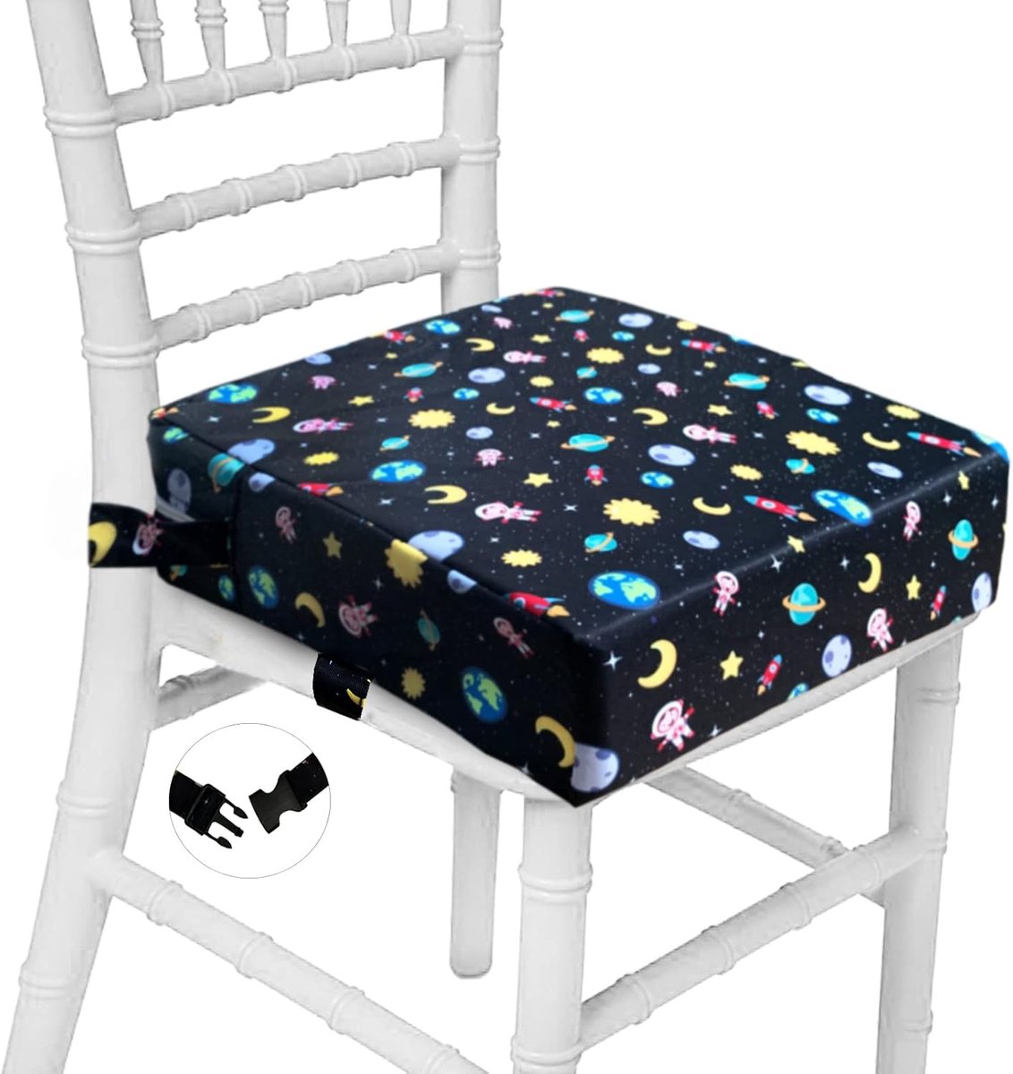 SnelShoppen - Taeku Booster Seat, Cartoon Verplaatsbare Hoge Stoel met 2 Veiligheidsgordels, Wasbare Booster Seat voor Eettafel en Stoel, Kussen in Ru