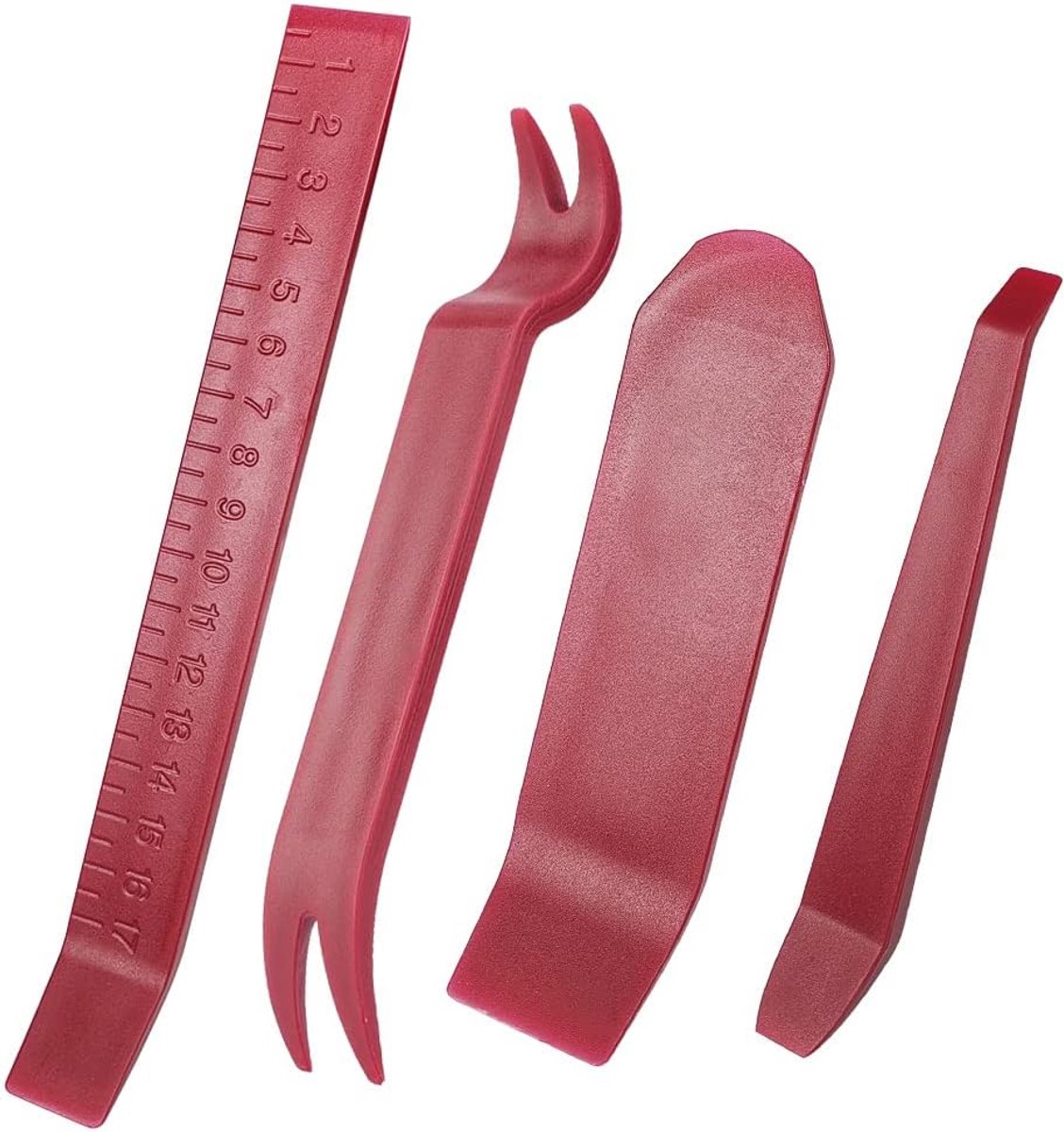 SnelShoppen - 4-delige Car Trim Removal Tool Set - Heavy Duty Auto Interieur Gereedschap voor Dashboard, Deurbekleding, Audio Panel - Donker Rood