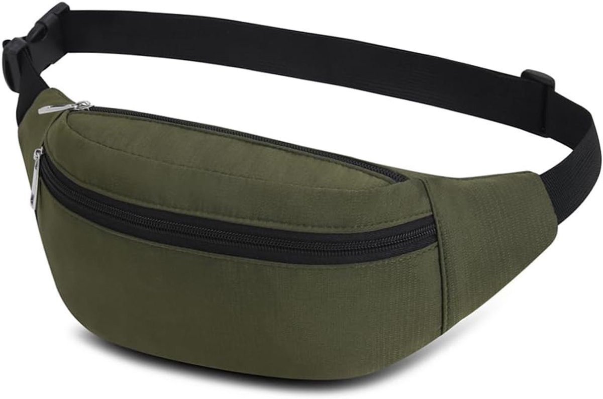 SnelShoppen - Banana Bags Heuptas voor Wandelen Fietsen Sport Outdoor Waterdicht Lichtgewicht Polyester Unisex - Olive-1