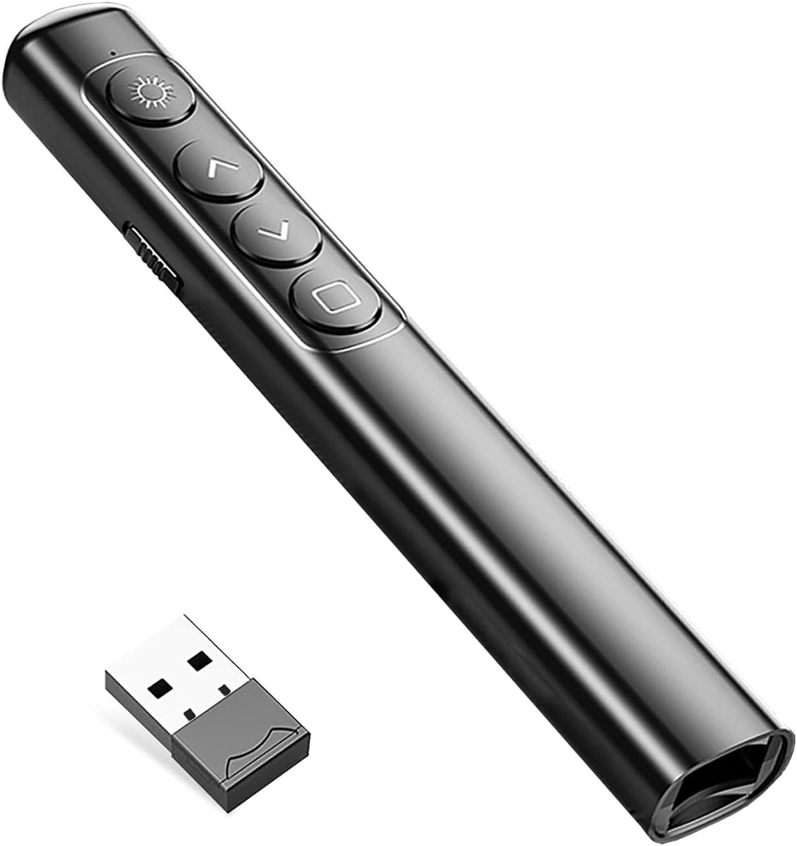 SnelShoppen - Presentation Clicker, USB Presenter met Laser Pointer, Zwart, Voor PowerPoint Presentaties, Compatibel met Windows, Mac, Linux, Android,