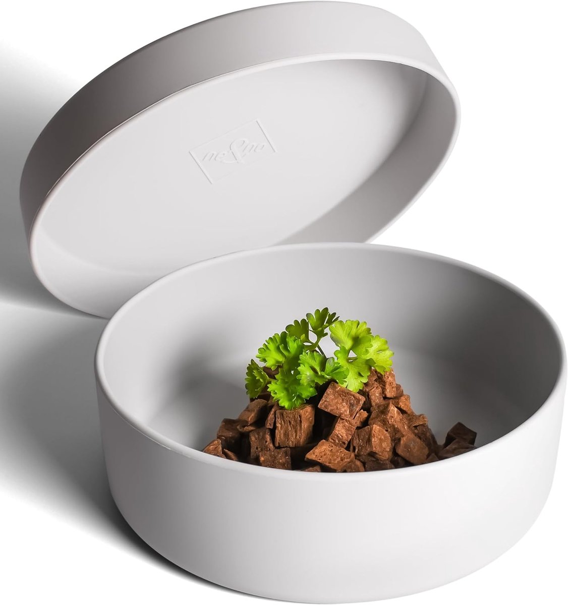 SnelShoppen - Silicone Hondenvoerbak 1200 ml met Deksel voor Kleine en Middelgrote Honden, Luchtdicht voor Koelkast, Antislip Hondenbak Set - Elegant