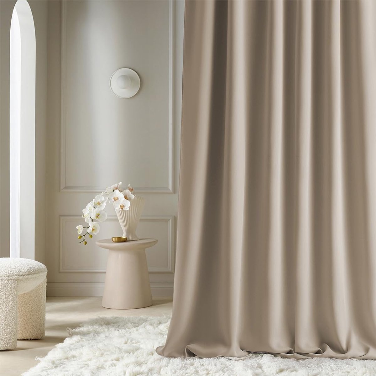 SnelShoppen - Aura Gordijnen met Rimpelband, 140 x 280 cm, Moderne Raamdecoratie voor Woonkamer en Slaapkamer, Beige, Pakket van 1, Hoogwaardige Stof,