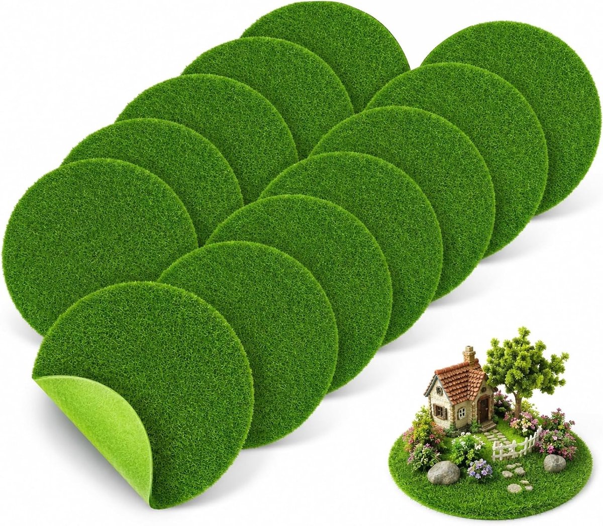 Kunstgras voor buitengebruik - Perfect voor modelbouw, doe-het-zelf landschap en miniatuurtuin (groen)