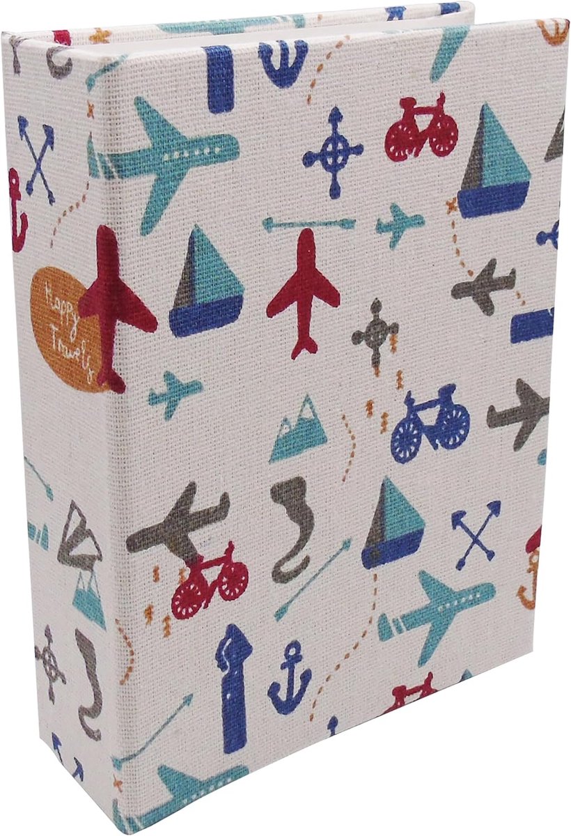 SnelShoppen - Kinder Fotoalbum 100 Compartimenten, 4x6 cm, Leren Kaft, Foto Boek voor Jongens en Meisjes, Insteekalbum voor Gezinnen met Vliegtuig Mot