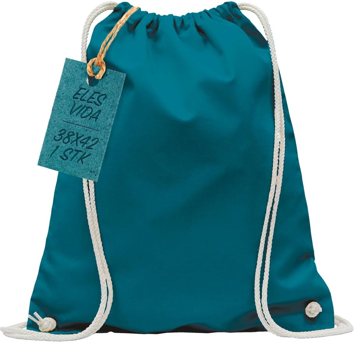 SnelShoppen - ELES VIDA Sporttas, Rugzak, Jute Tas, Katoenen Gymtas, Oeko-Tex Gecertificeerd, Duurzame Tas voor Sport, Winkelen en Creatieve Projecten