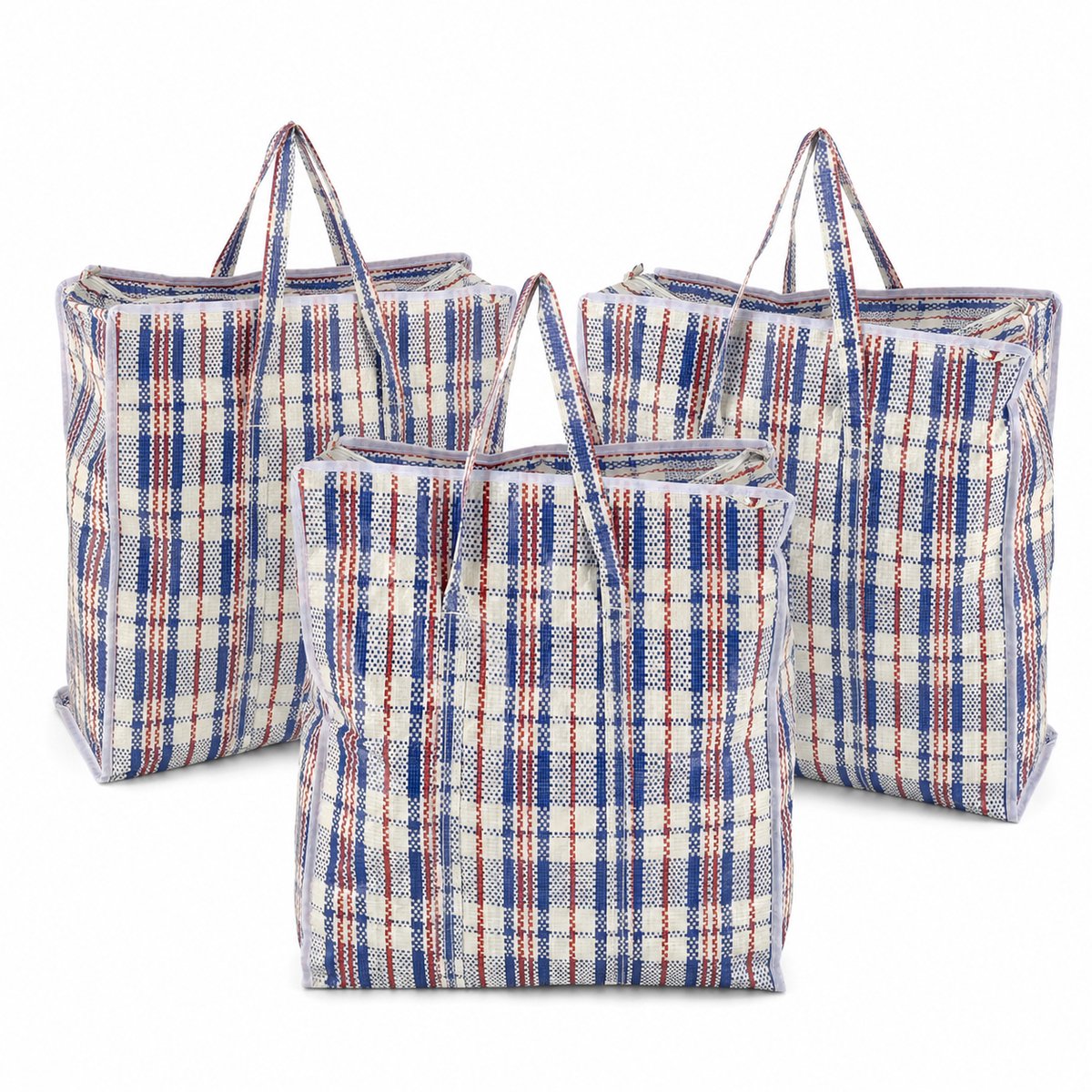Opbergtas met Rits 30L – 3 Stuks Grote Opbergtassen voor Kleding, Wasgoed en Beddengoed – Big Shopper – Boodschappentas en Verhuistas – 40 x 43 x 18 cm