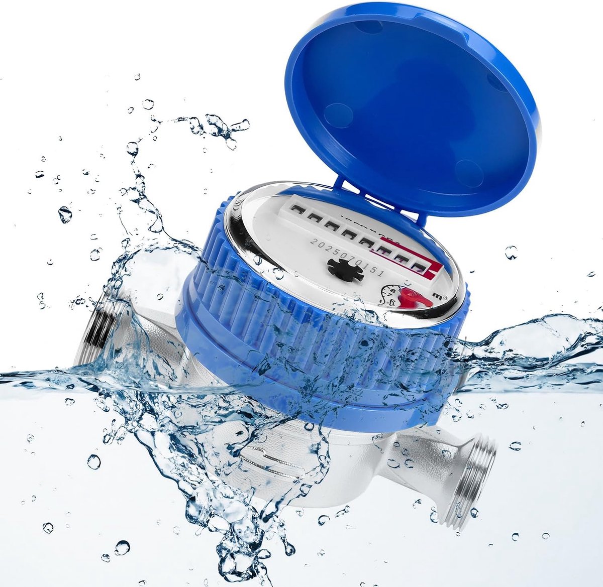 SnelShoppen - Watermeter Tuin - Koudwatermeter 1/2 Inch met Beschermkap en Messing Aansluiting - Voor Thuisgebruik en Tuin - Nauwkeurige Watermeting t