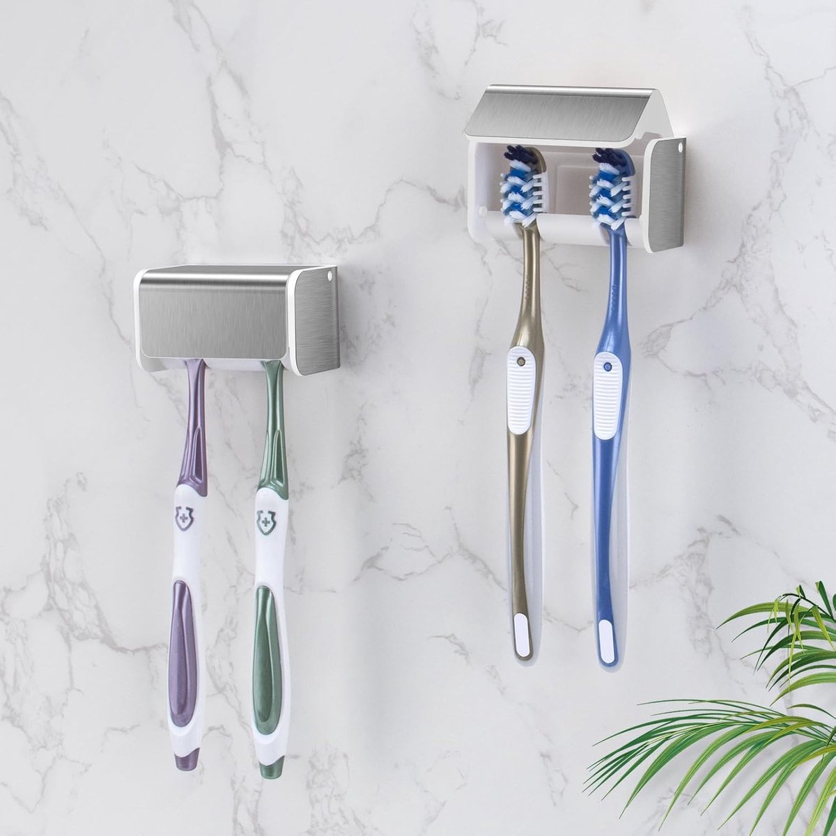 SnelShoppen - 2pcs Tandborstelhouders voor Badkamer, Elektrische Tandborstelhouder Muurbevestiging, Waterdicht Zelfklevend Tandborstelhouder voor Gezi