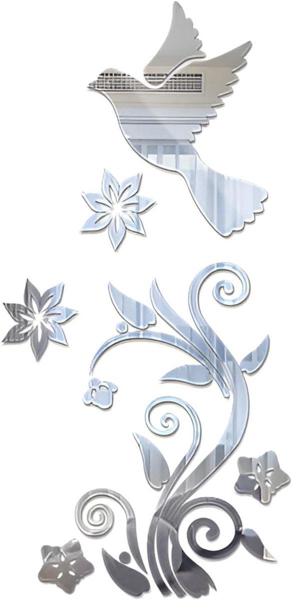 3D Acryl Spiegel Muurstickers met Vliegende Vogels - Zelfklevende Wanddecoratie voor Moderne Woonkamers en Sofa Achtergronden