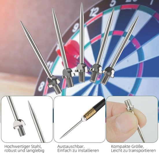SnelShoppen - Dartpijlen Metaal Punt Zilver 12 Stuks Stalen Dartpunten - Precisie en Universele Pasvorm voor Soft Darts - Upgrade Je Dartspel van Snelshoppen — afbeelding 3