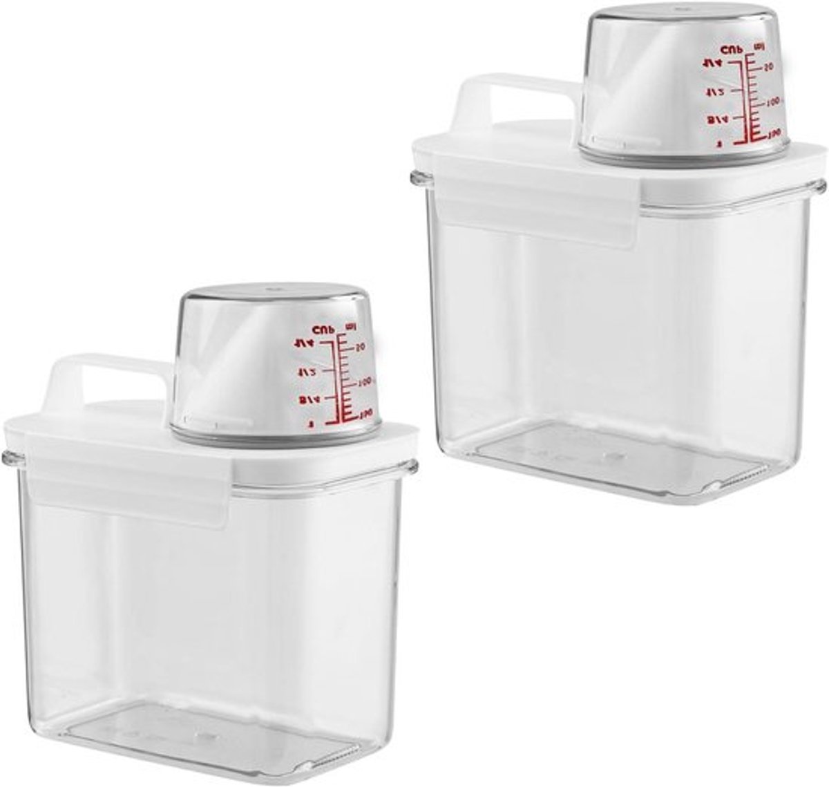 Wasmiddeldispenser voor wasmiddel en granenopslag - Met draaggreep - Maatbeker - Opslagcontainer voor wasmiddel - Geurversterker - 1100 ml