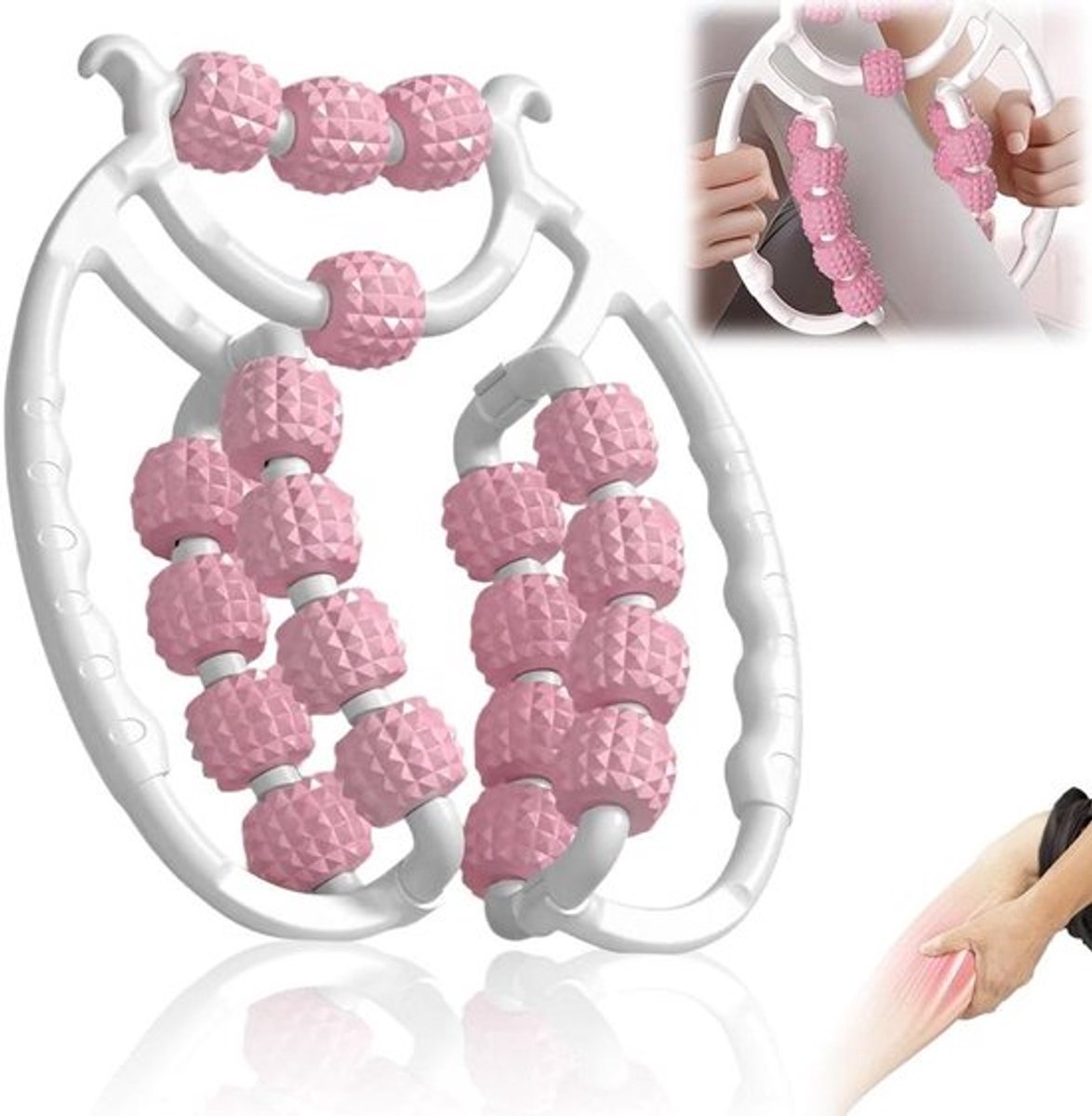 Massageroller voor cellulitis vermindering en bevordering doorbloeding - Anti-sinaasappelhuid massageapparaat voor benen en armen - Lymfedrainage roller met 20 rollen