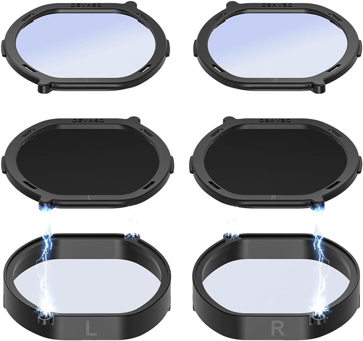 SnelShoppen - Lensbeschermkap en VR-receptlenzen voor PS VR2, Myopie Anti-Blauw Siliconen Beschermkap, Zwarte Magnetische Glazen, Snelle Demontage Bes
