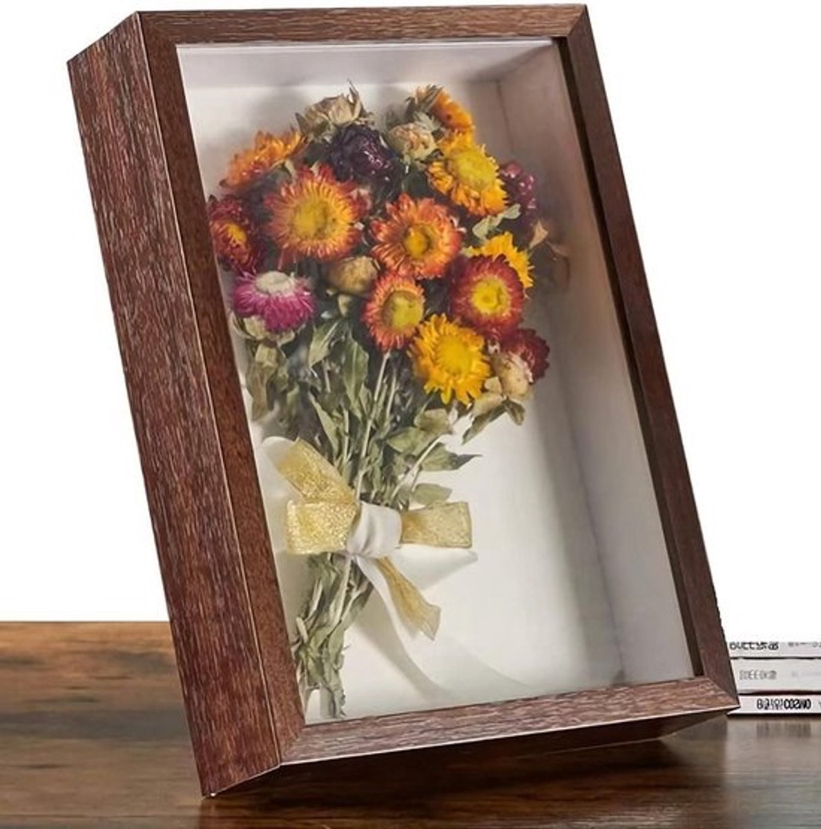 Houten Fotolijst met 3D Diepe Schaduw en Plexiglas Frame - Decoratie Vitrine voor Souvenirs en Bankbiljetten - Geschikt voor Muur of Kantoor - Ideaal als Familiecadeau of voor Bruiloften - Stijlvolle Display Optie