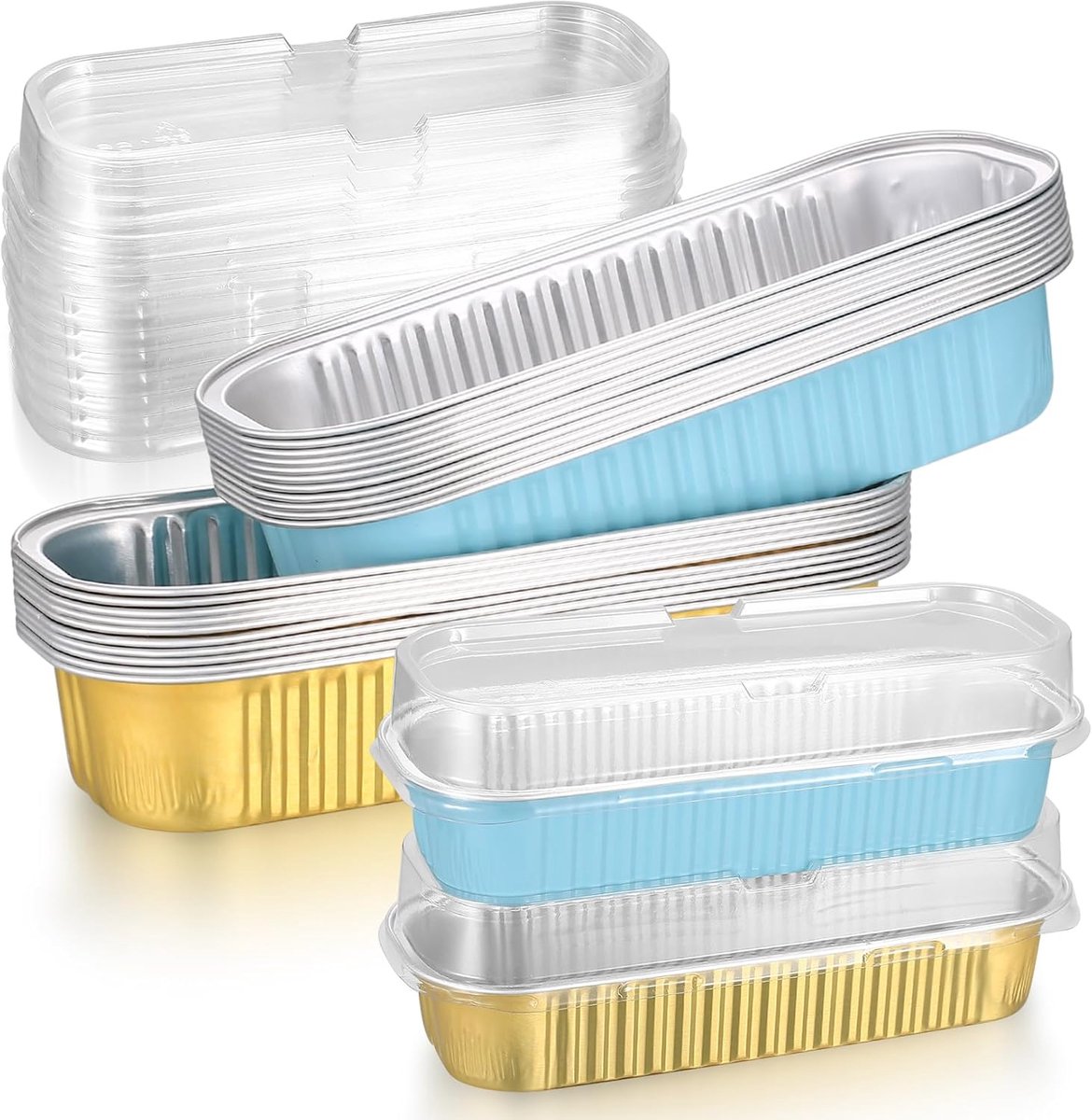 SnelShoppen - Aluminium Folie Bakvormen met Deksel, 20 Stuks 200ml Bakpannen, Cake Mallen, Ideaal voor Bakken, Koken, Brood, Taarten, Desserts, Ovenbe