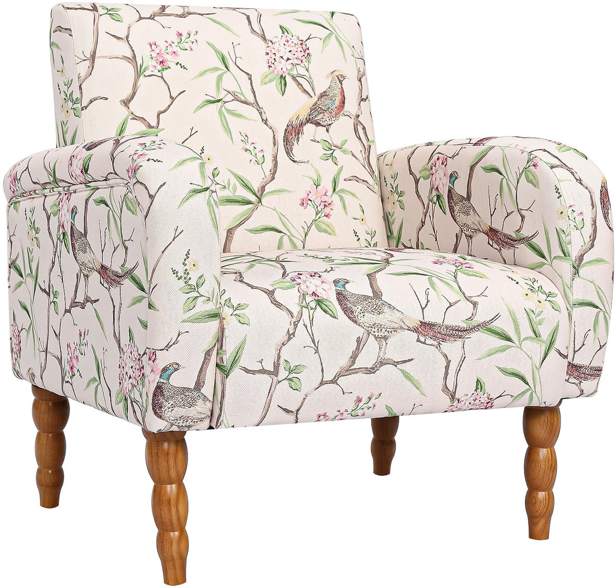 HomeMiYN Fauteuil Bloemenprint – Kleurrijke Lounge Stoel met Zachte Bekleding, Brede Zitting en Comfortabele Ondersteuning, Moderne Stoel voor Woonkamer, Slaapkamer en Leeshoek