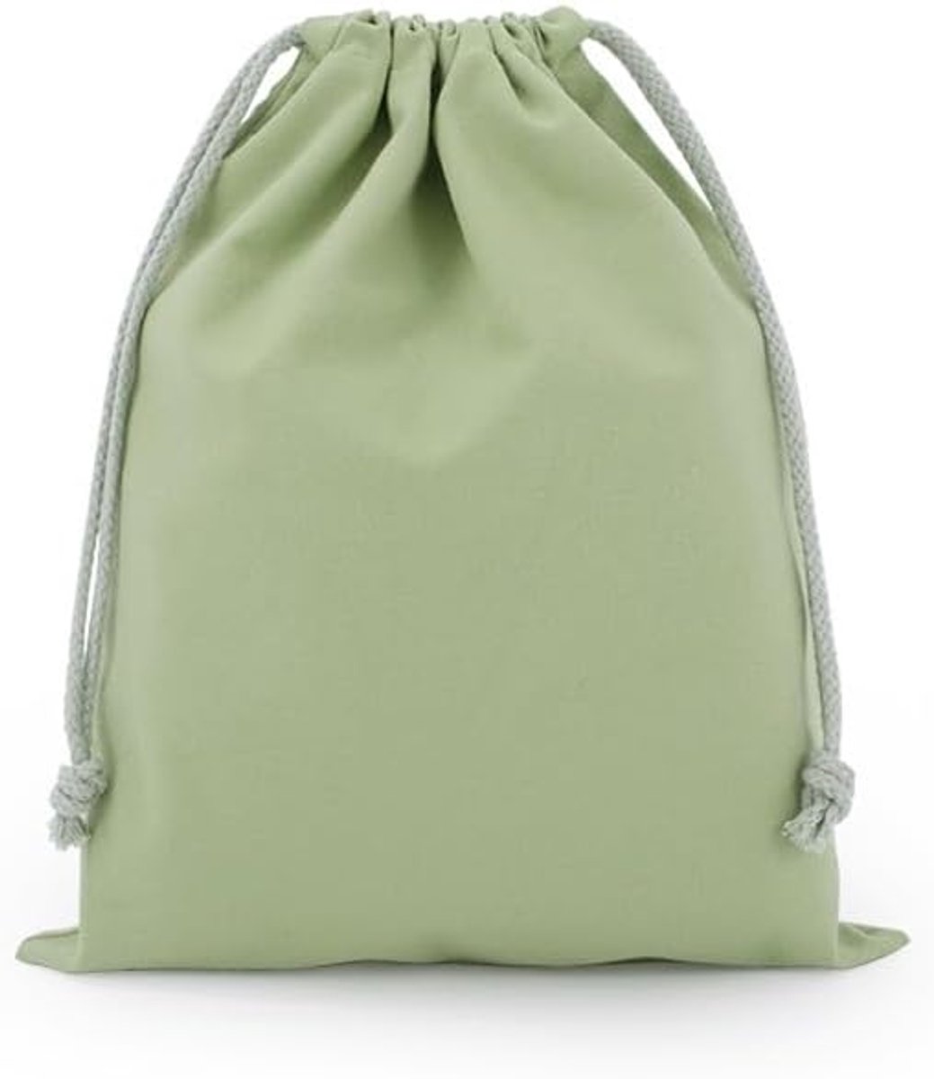 SnelShoppen - 2 Stuks Katoenen Trekkoord Tassen 25 x 32 cm - Herbruikbare Stoffen Cadeautassen voor Verjaardag, Bruiloft, Sieraden en Meer