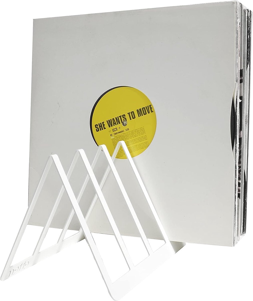 SnelShoppen - Presentatiestandaard voor 50 Vinyl Records - Minimalistisch Design - Wit - 100% Staal - Perfect voor Thuisdecoratie en Opslag