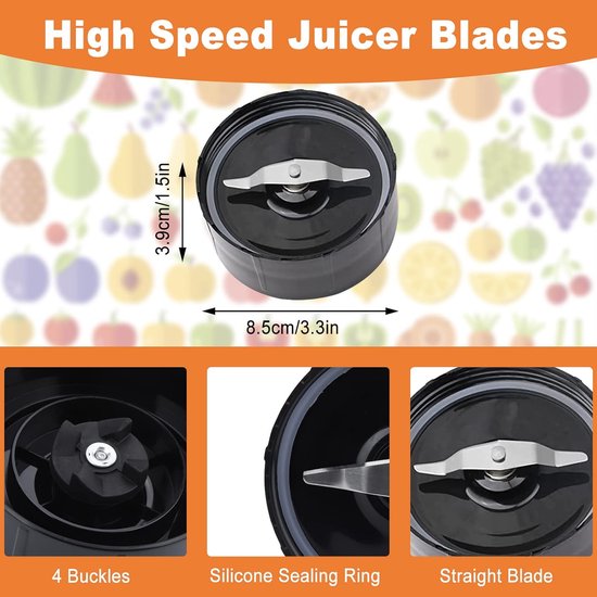 SnelShoppen - Vervangende Blades voor Magic Bullet Blender - Kruis- en Platte Bladen met Rubber Dichtingen - Geschikt voor 250W Keukenblender van Snelshoppen — afbeelding 5