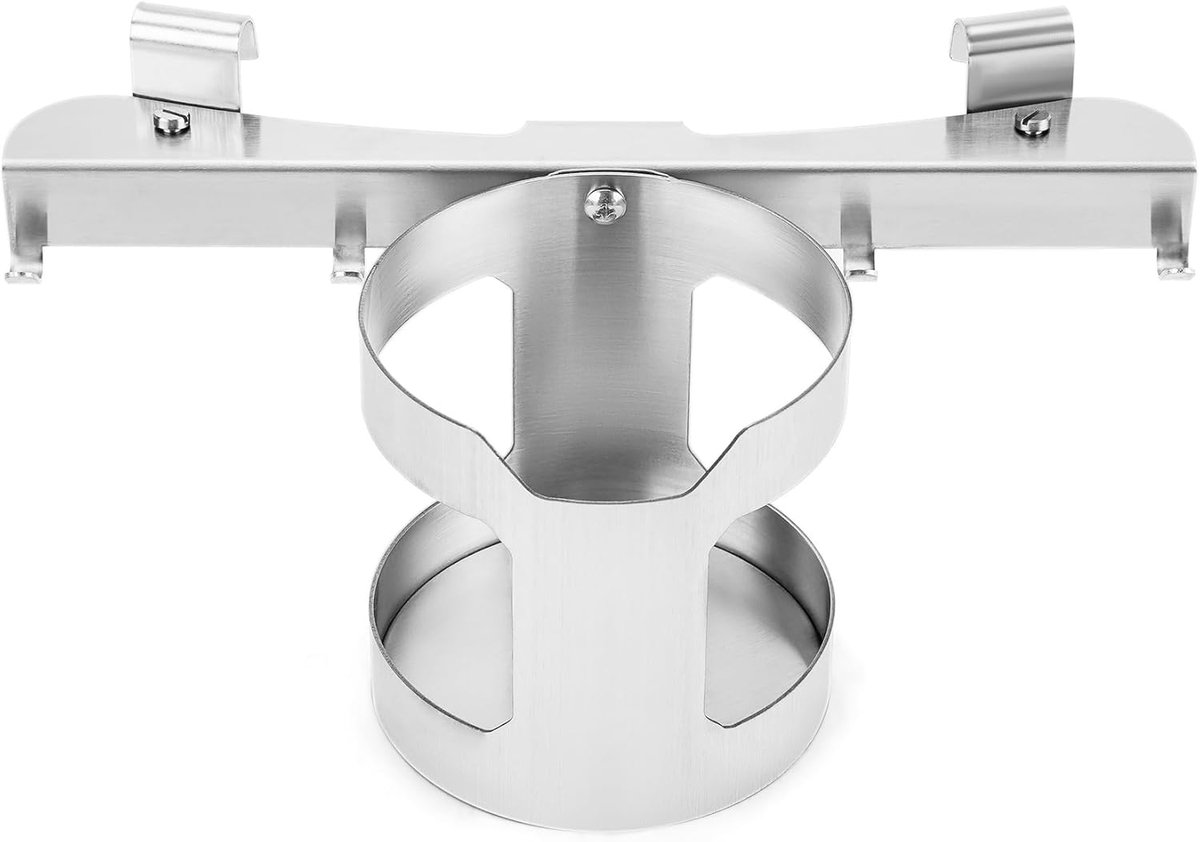 SnelShoppen - Grill Cutlery Holder met 4 Haken en Flessenhouder/Saushouder, RVS BBQ Toolhouder voor Kettle Grill 47cm & 57cm, Perfect voor Tuin, Campi