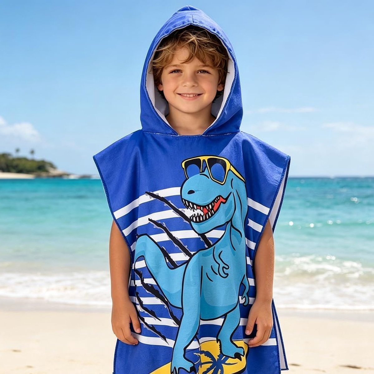 Ultrazachte en absorberende kinderbadhanddoek met capuchon, ideaal voor strand en zwemmen, 70 x 150 cm