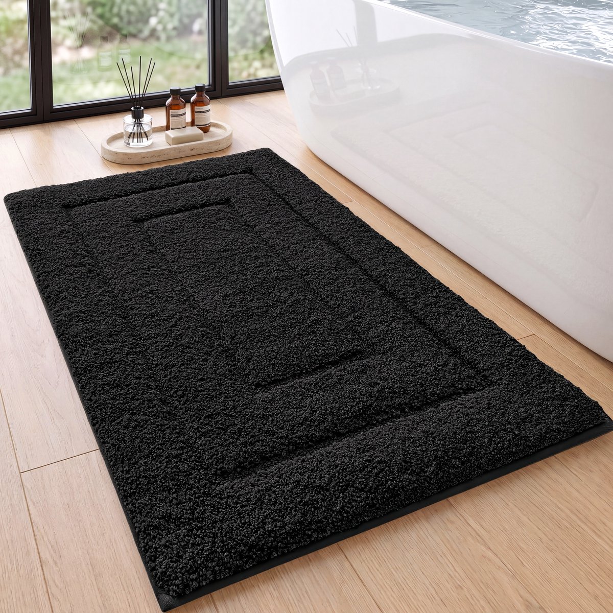 MAESON Badmat 40x60 cm - Antislip en absorberend - Zwart
