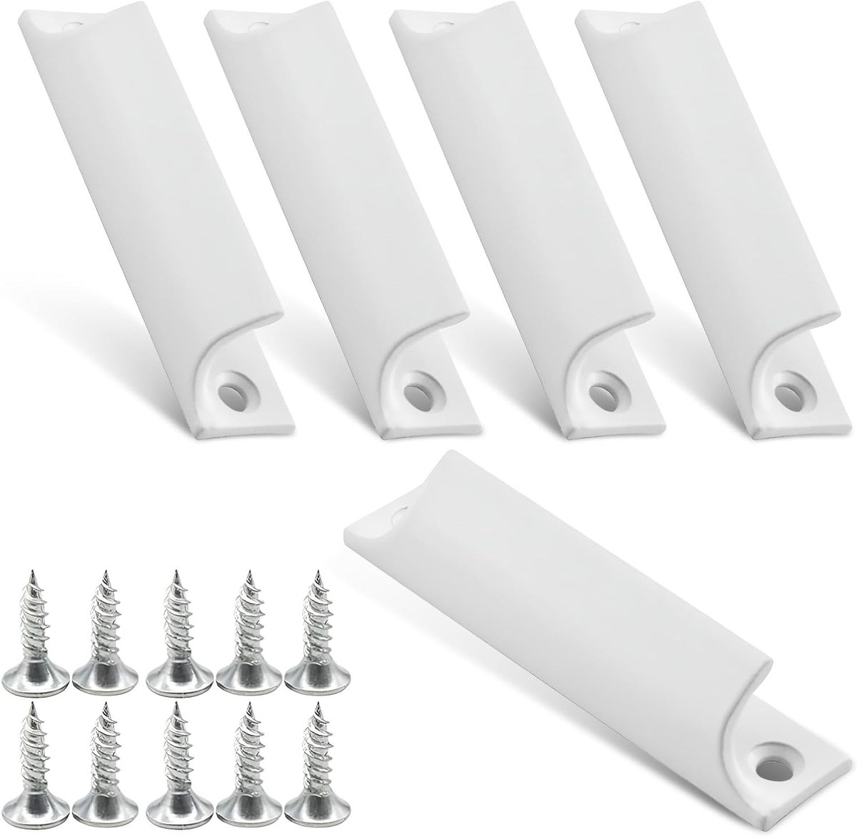 Balkondeurhandgrepen Set van 5 - Buitenhandgrepen voor Schuifdeuren en Raamdecoratie - Aluminium met Witte Afwerking voor Duurzaamheid en Stijl