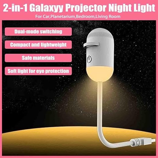 Sterren projector - Galaxy Projector - Nachtlamp Projector - Sterrenlamp - 360° Verstelbaar - kamer decoratie - voor Auto, Planetarium, Slaapkamer, Woonkamer - wit — afbeelding 3